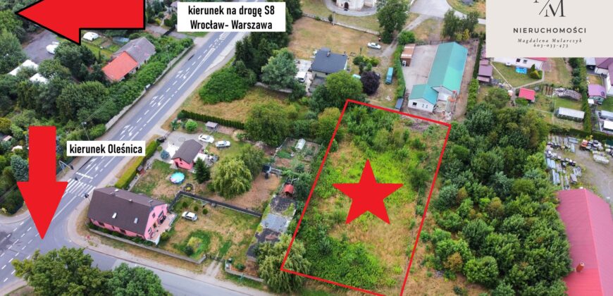 Działka mieszkaniowo- usługowa w Ciesle 4 km Oleśnica 30 km Wrocław | główna trasa