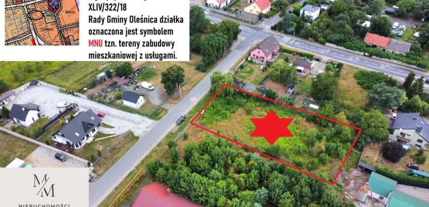 Działka mieszkaniowo- usługowa w Ciesle 4 km Oleśnica 30 km Wrocław | główna trasa